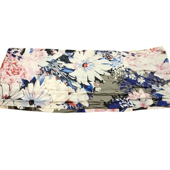 CYNTHIA ROWLEY Modern Floral Scarf Wrap Rose Sheer Silk Pink Cobalt Gray 72"